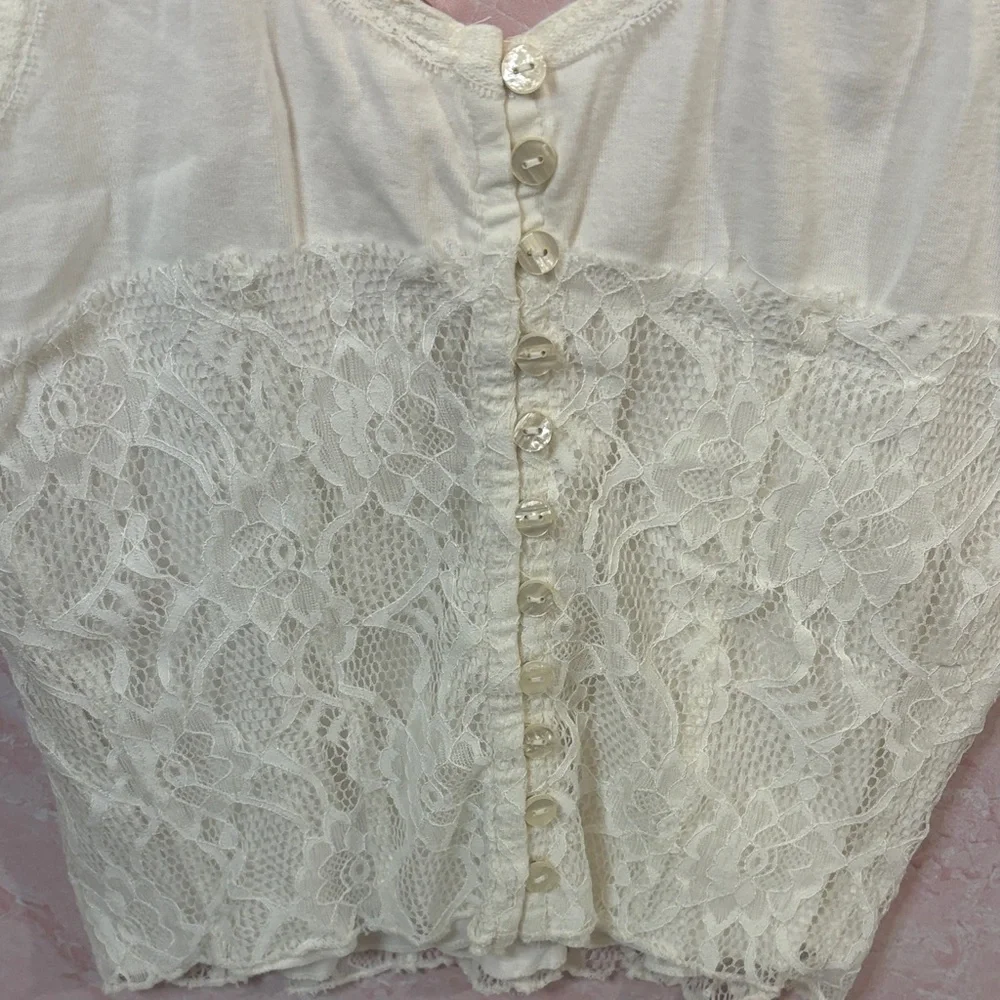 Free People Ivory Lace Detail Crop Top | Fully Lined | S